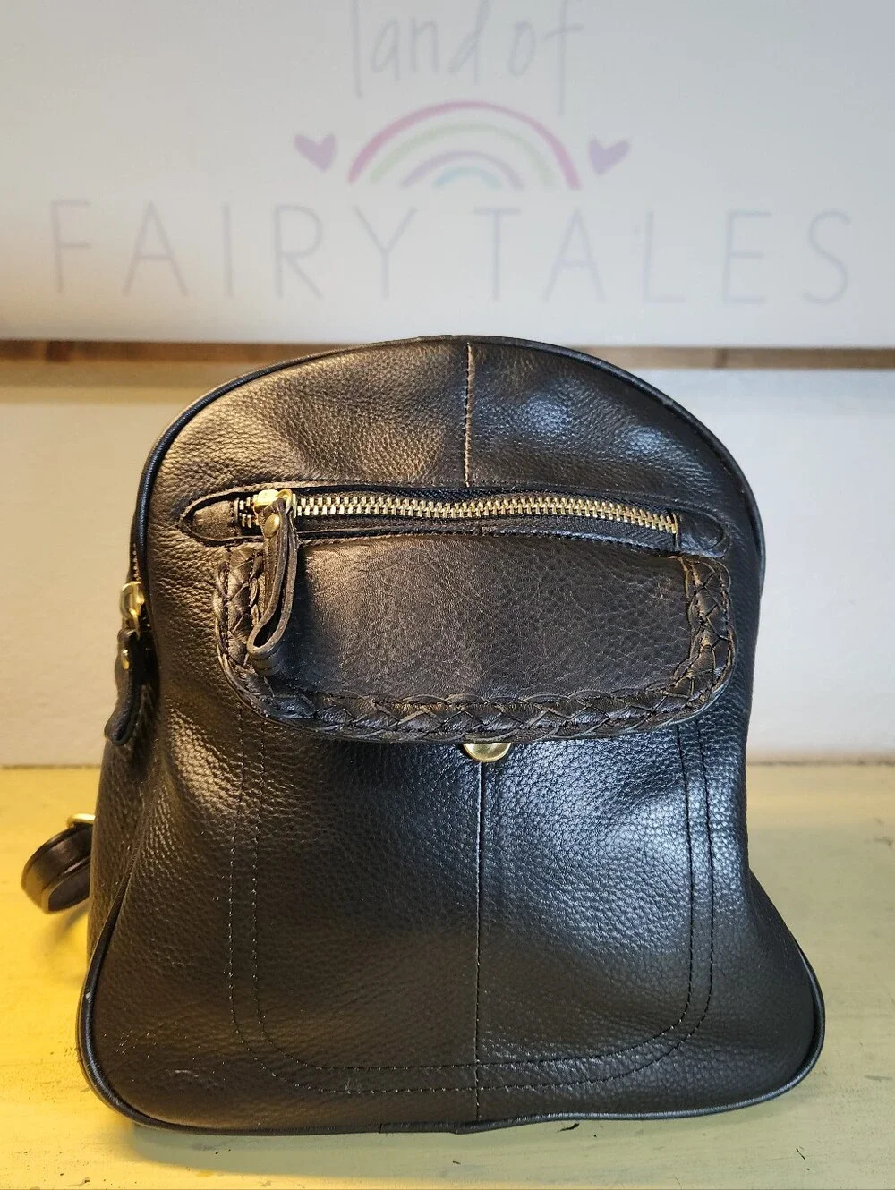 Vintage Great American Leatherworks Black Leather Backpack Purse